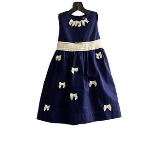 CHILDREN'S DEEP BLUE  SLEEVELESS DRESS WITH BOW APPLIQUÉ By HARTSTRINGS